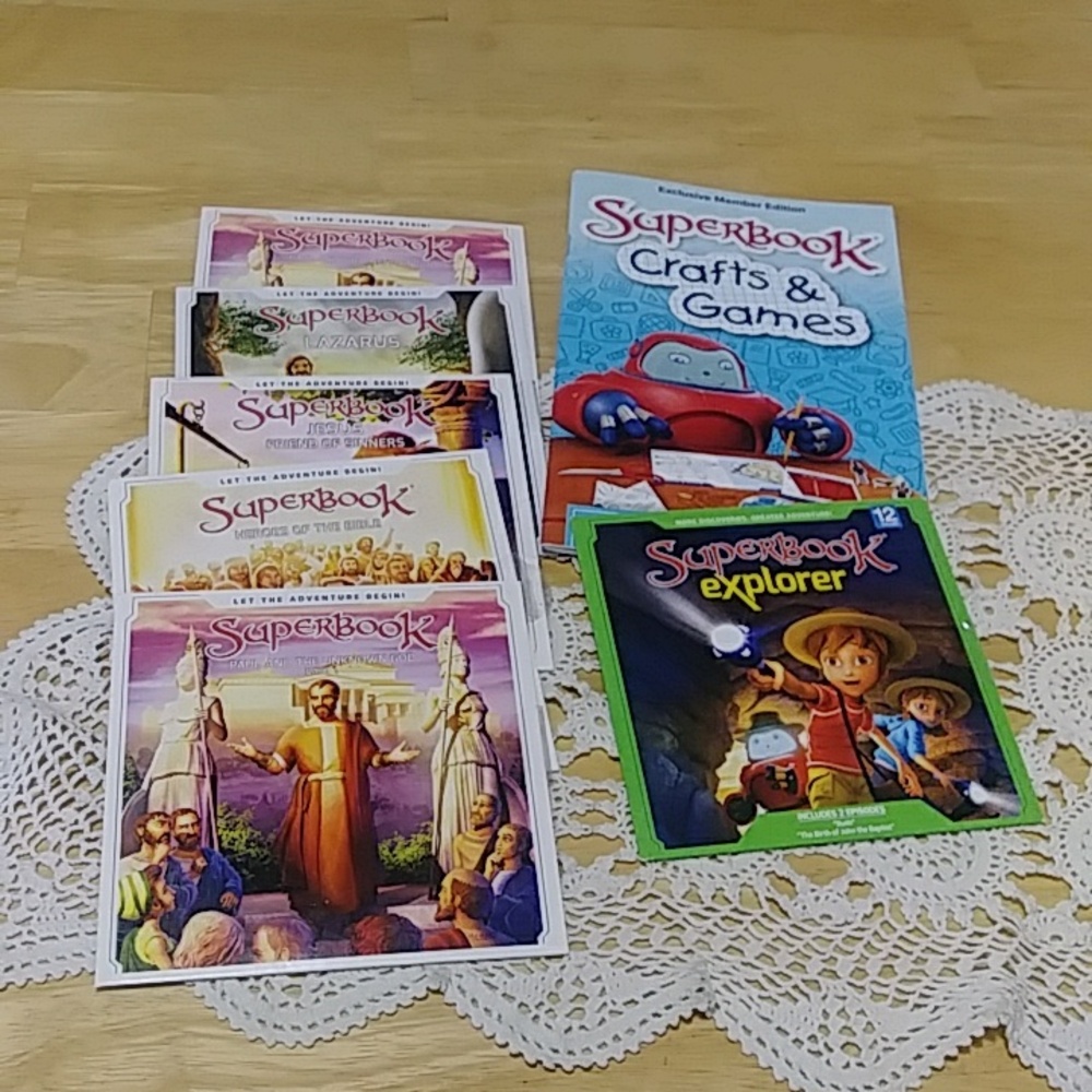 Superbook Dvd Lot plus book. NEW Christian CBN Animated